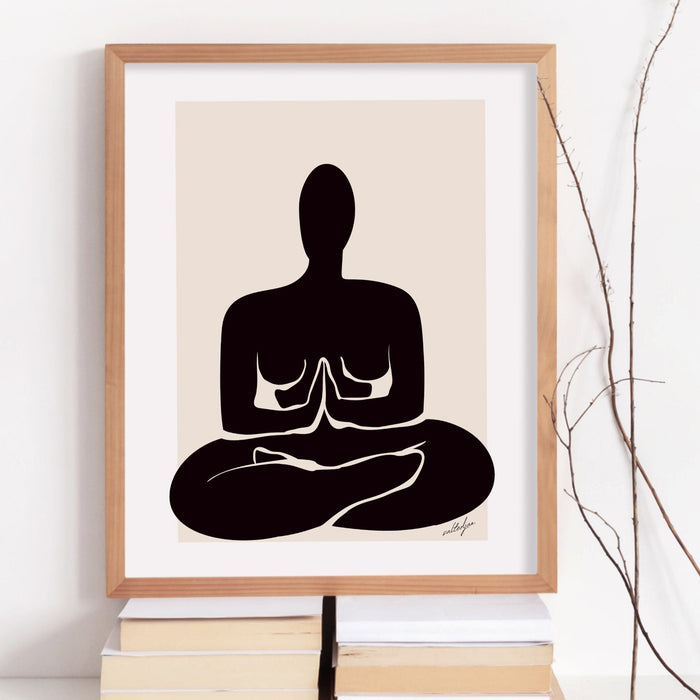Prayer Yoga Pose Yoga Poster Yoga Mat Wall Decor Matisse Print, Minimalist Poster, Gift for Yoga Lover, Black Beige p rint Poster Printed