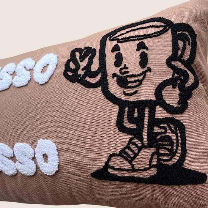 No Depresso Just Espresso Trendy Retro Coffee Lover Gift Handmade Needle Punch Cushion Beige Neutral Throw Cushion Aesthetic Dorm Pillow