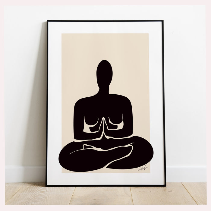 Yoga Print, Black Beige Wall decor, Yoga Poses Art, Meditation Wall Hanging, Chakra Yoga Asanas Spiritual Decor, Yoga Gifts, Yogi Gift