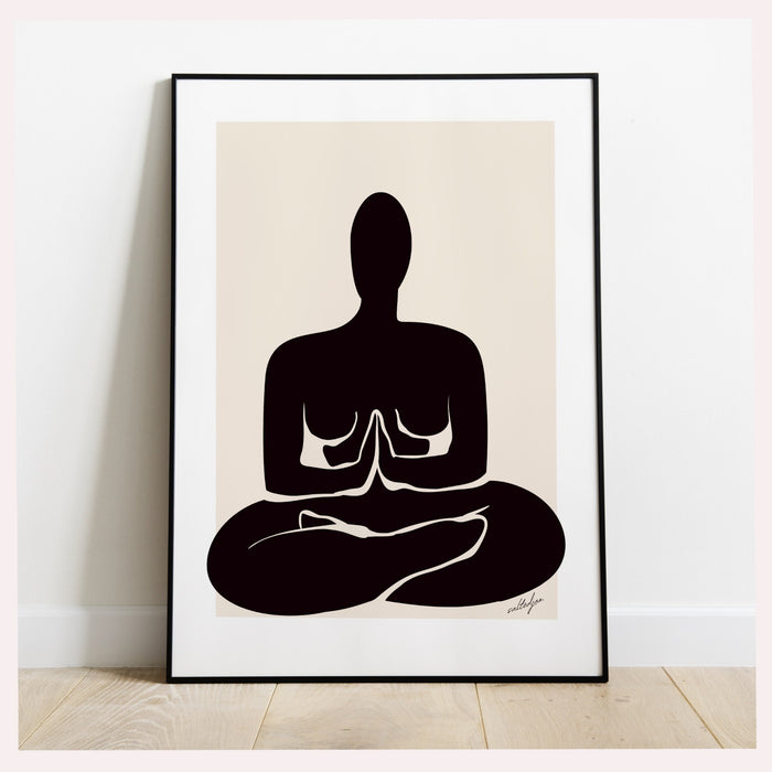 Prayer Yoga Pose Yoga Poster Yoga Mat Wall Decor Matisse Print, Minimalist Poster, Gift for Yoga Lover, Black Beige p rint Poster Printed