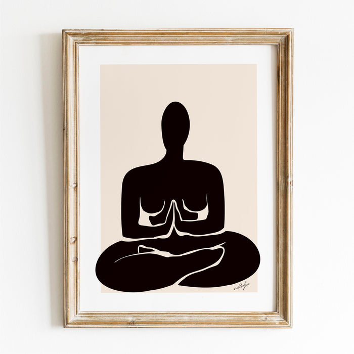 Prayer Yoga Pose Yoga Poster Yoga Mat Wall Decor Matisse Print, Minimalist Poster, Gift for Yoga Lover, Black Beige p rint Poster Printed