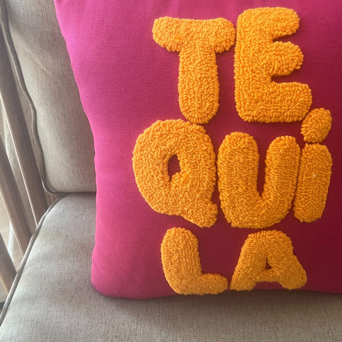 Tequila Embroidered Pink Pillow Dorm Room Decor Gift Personalized Dorm Throw Cushion Daughter Gift Birthday Gift Custom Throw Pillow