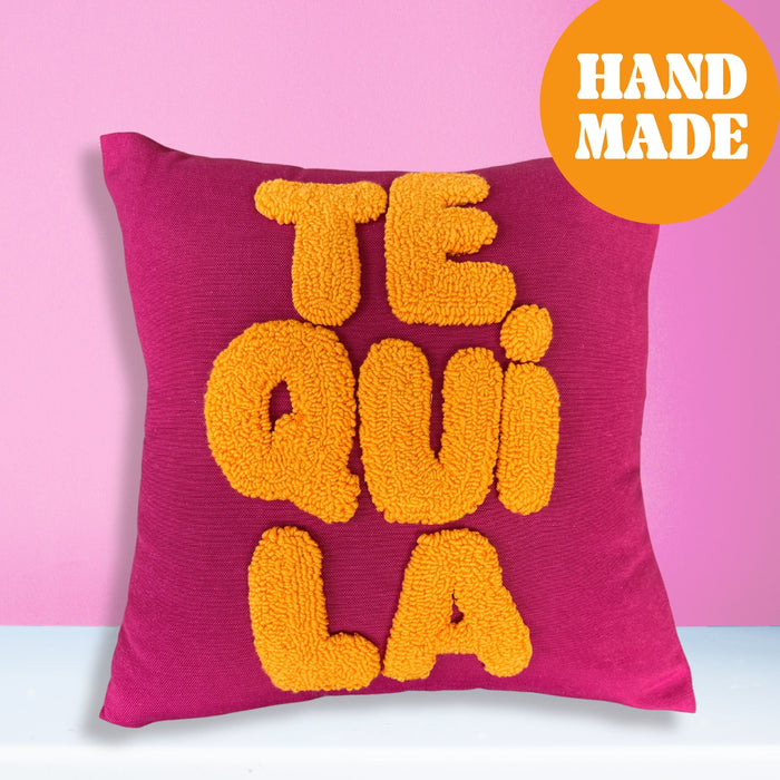 Tequila Embroidered Pink Pillow Dorm Room Decor Gift Personalized Dorm Throw Cushion Daughter Gift Birthday Gift Custom Throw Pillow