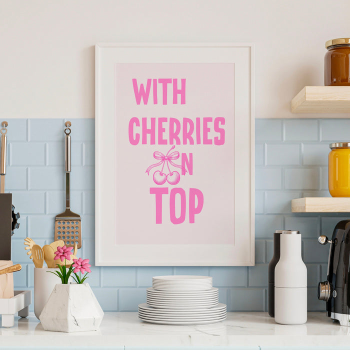 Coquette Pink Cherries Trendy Pink Wall Art Retro Aesthetic Print Trendy Aesthetic Wallart Minimalist Printable Art 1 P rint