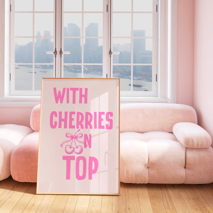 Coquette Pink Cherries Trendy Pink Wall Art Retro Aesthetic Print Trendy Aesthetic Wallart Minimalist Printable Art 1 P rint