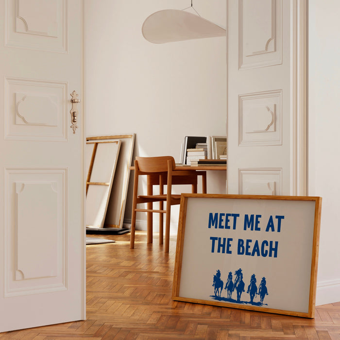 Meet Me At The Beach Coastal Print Trendy Art Blue Typography Poster Beach House Decor Ocean Wall Art Girly Print Digital Download 1 Print