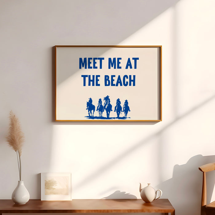 Meet Me At The Beach Coastal Print Trendy Art Blue Typography Poster Beach House Decor Ocean Wall Art Girly Print Digital Download 1 Print