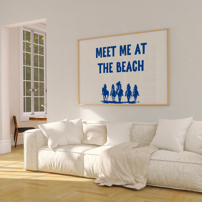 Meet Me At The Beach Coastal Print Trendy Art Blue Typography Poster Beach House Decor Ocean Wall Art Girly Print Digital Download 1 Print