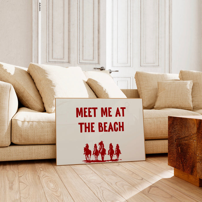 Meet Me At The Beach Coastal Print Trendy Art Red Typography Poster Beach House Decor Ocean Wall Art Girly Print Digital Download 1 Print