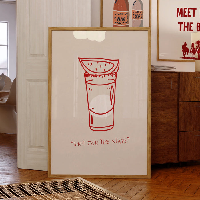 Bar art print shot drinks print trendy vintage retro red tequila wall art bar cart drinks vodka poster printable digital 1 print