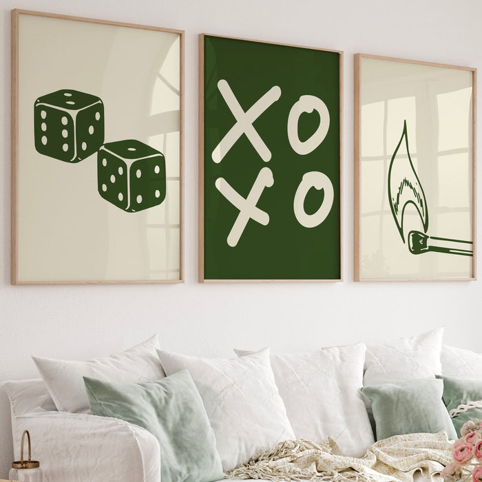 Trendy Retro Wall Art Set of 16 Retro Trendy Aesthetic Print Lucky You Poster Dark Green Print Trendy Wall Art Funny Minimalist Digital Art