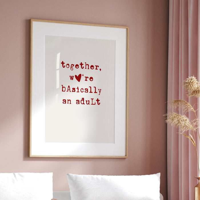 Funny Gift For Friend Aesthetic Decor Cute Red Beige Art Best Friend Print Minimalist Heart Print Digital Download Printable Art