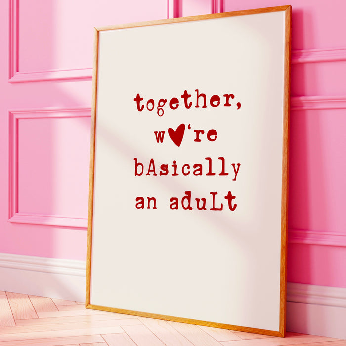 Funny Gift For Friend Aesthetic Decor Cute Red Beige Art Best Friend Print Minimalist Heart Print Digital Download Printable Art