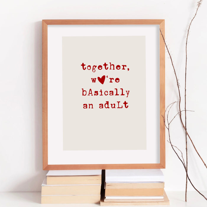 Funny Gift For Friend Aesthetic Decor Cute Red Beige Art Best Friend Print Minimalist Heart Print Digital Download Printable Art