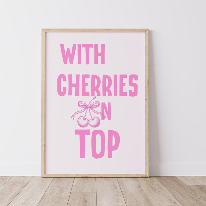 Coquette Pink Cherries Trendy Pink Wall Art Retro Aesthetic Print Trendy Aesthetic Wallart Minimalist Printable Art 1 P rint