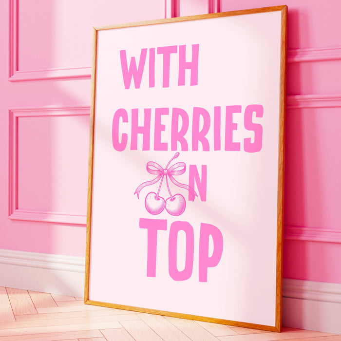 Coquette Pink Cherries Trendy Pink Wall Art Retro Aesthetic Print Trendy Aesthetic Wallart Minimalist Printable Art 1 P rint