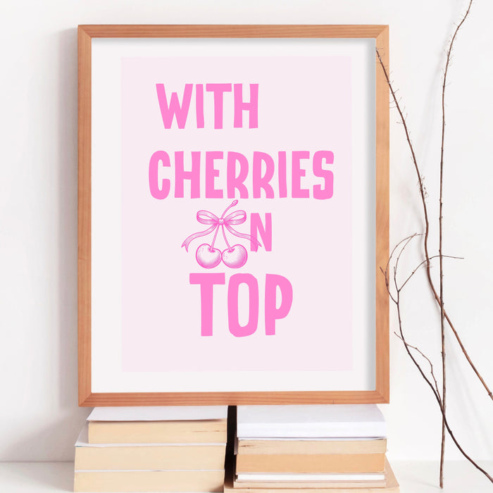 Coquette Pink Cherries Trendy Pink Wall Art Retro Aesthetic Print Trendy Aesthetic Wallart Minimalist Printable Art 1 P rint