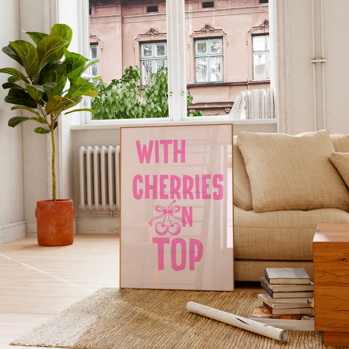 Coquette Pink Cherries Trendy Pink Wall Art Retro Aesthetic Print Trendy Aesthetic Wallart Minimalist Printable Art 1 P rint