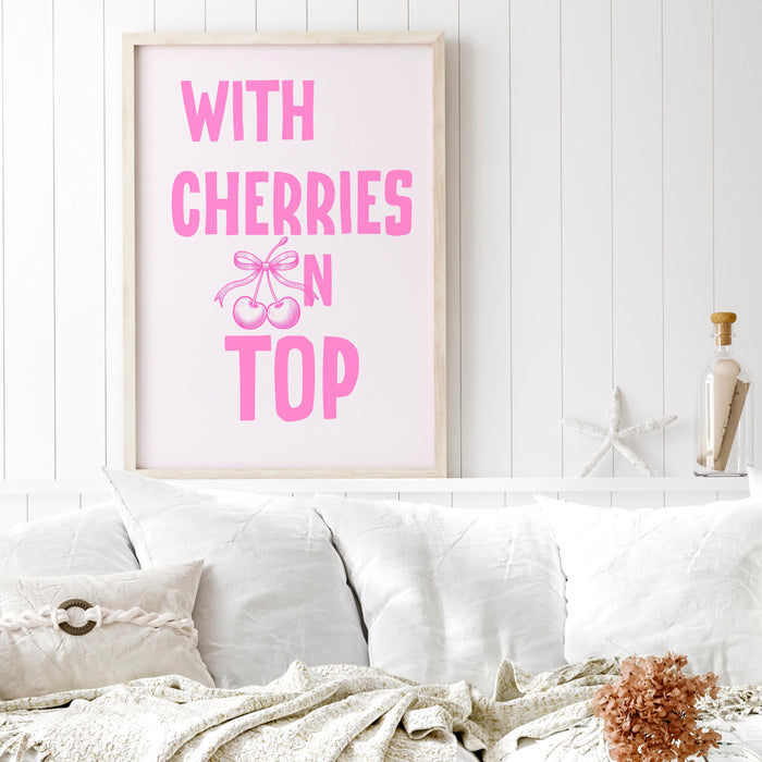 Coquette Pink Cherries Trendy Pink Wall Art Retro Aesthetic Print Trendy Aesthetic Wallart Minimalist Printable Art 1 P rint