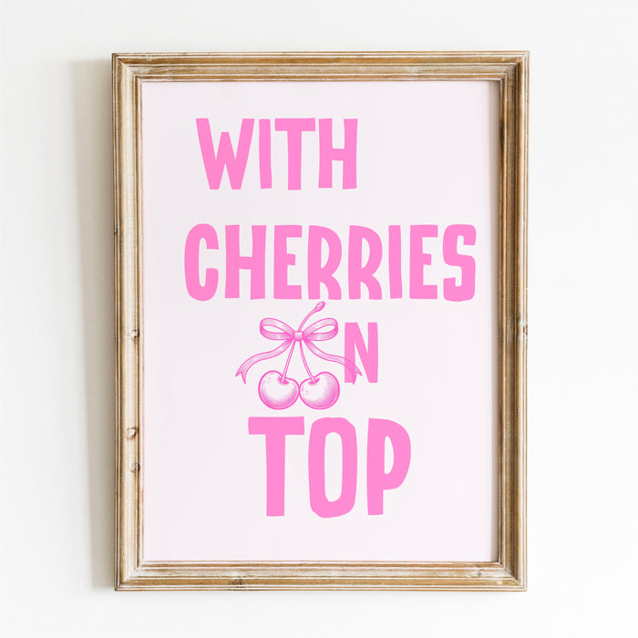 Coquette Pink Cherries Trendy Pink Wall Art Retro Aesthetic Print Trendy Aesthetic Wallart Minimalist Printable Art 1 P rint