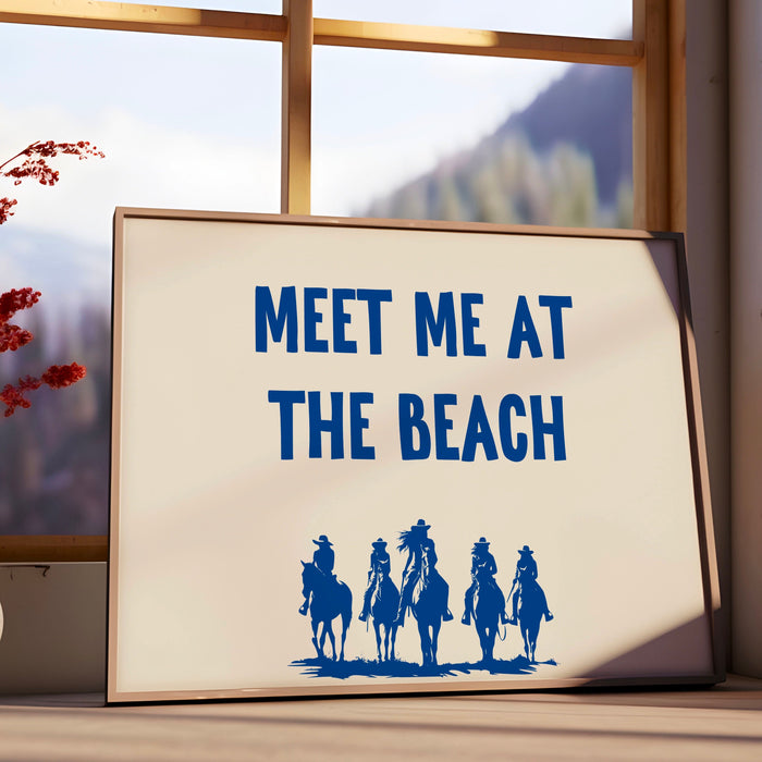 Meet Me At The Beach Coastal Print Trendy Art Blue Typography Poster Beach House Decor Ocean Wall Art Girly Print Digital Download 1 Print
