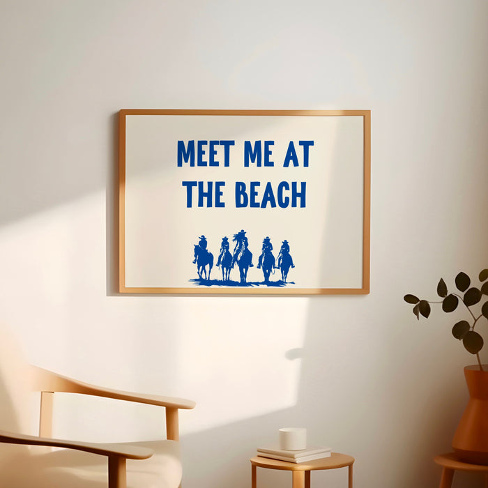 Meet Me At The Beach Coastal Print Trendy Art Blue Typography Poster Beach House Decor Ocean Wall Art Girly Print Digital Download 1 Print