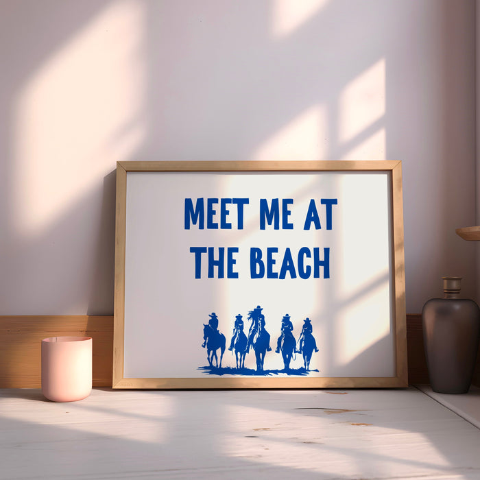 Meet Me At The Beach Coastal Print Trendy Art Blue Typography Poster Beach House Decor Ocean Wall Art Girly Print Digital Download 1 Print