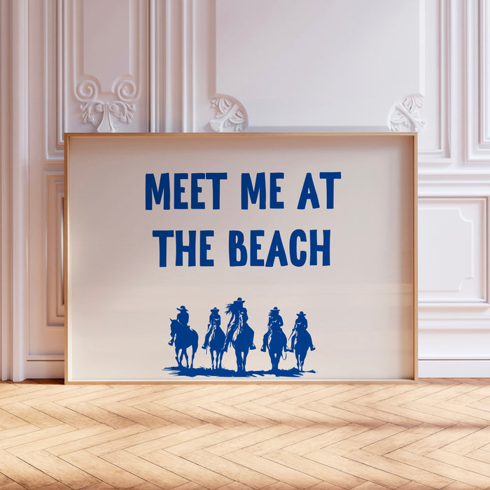 Meet Me At The Beach Coastal Print Trendy Art Blue Typography Poster Beach House Decor Ocean Wall Art Girly Print Digital Download 1 Print