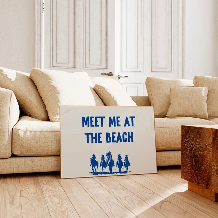 Meet Me At The Beach Coastal Print Trendy Art Blue Typography Poster Beach House Decor Ocean Wall Art Girly Print Digital Download 1 Print