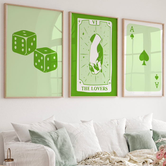 Green Trendy Retro Wall Art Set of 15 Retro Aesthetic Print Lucky Poster  Print Trendy Apartment Wall Art Funny Minimalist Digital Art