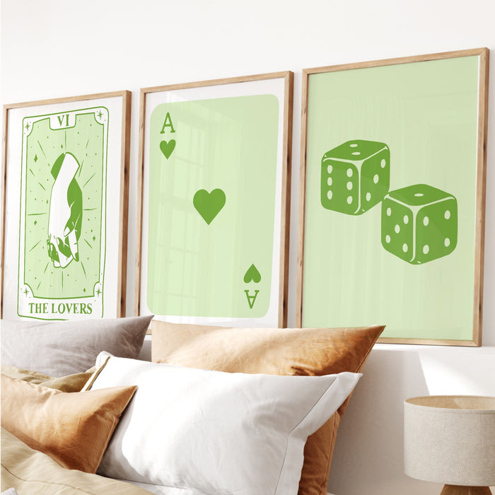 Green Trendy Retro Wall Art Set of 15 Retro Aesthetic Print Lucky Poster  Print Trendy Apartment Wall Art Funny Minimalist Digital Art