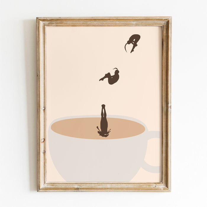 Coffee Print Neutral Wall Art Kitchen Print Modern Kitchen Deco Retro Cafe Poster Abstract Print Illustration Coffee Lover Gift Downloadable