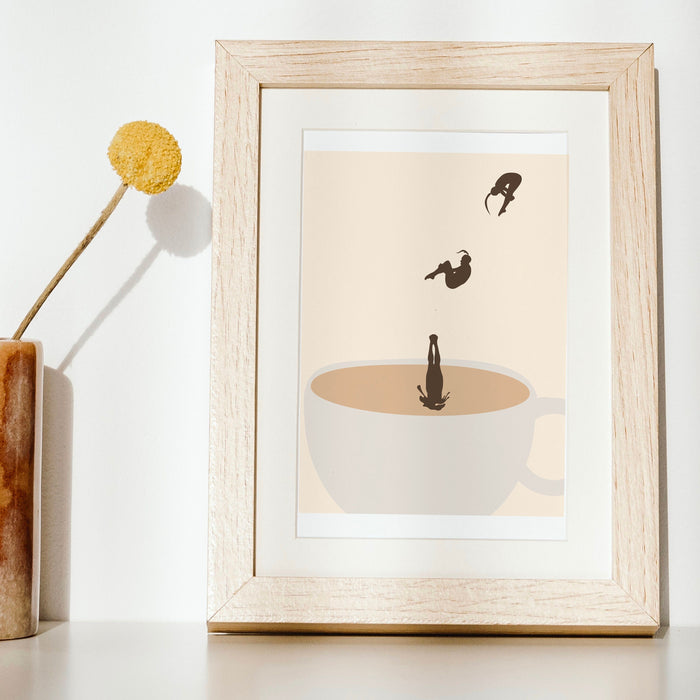 Coffee Print Neutral Wall Art Kitchen Print Modern Kitchen Deco Retro Cafe Poster Abstract Print Illustration Coffee Lover Gift Downloadable