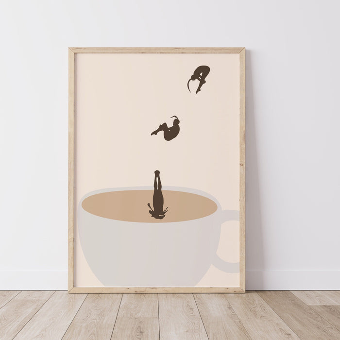 Coffee Print Neutral Wall Art Kitchen Print Modern Kitchen Deco Retro Cafe Poster Abstract Print Illustration Coffee Lover Gift Downloadable