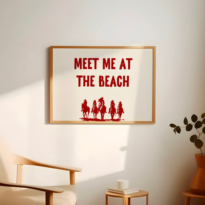 Meet Me At The Beach Coastal Print Trendy Art Red Typography Poster Beach House Decor Ocean Wall Art Girly Print Digital Download 1 Print