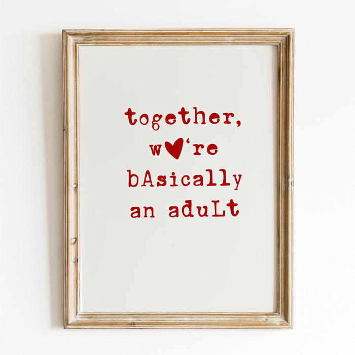 Funny Gift For Friend Aesthetic Decor Cute Red Beige Art Best Friend Print Minimalist Heart Print Digital Download Printable Art