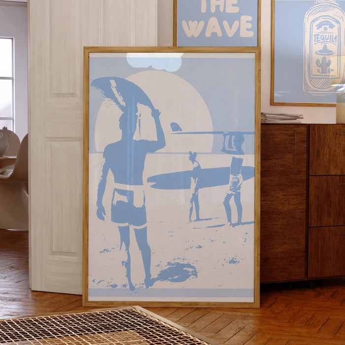 Take Me To the Beach Trendy Retro Wall Art Set of 9 Blue Aesthetic Prints Surfer Poster Coastal Wall Art Minimalist, Digital  Printables
