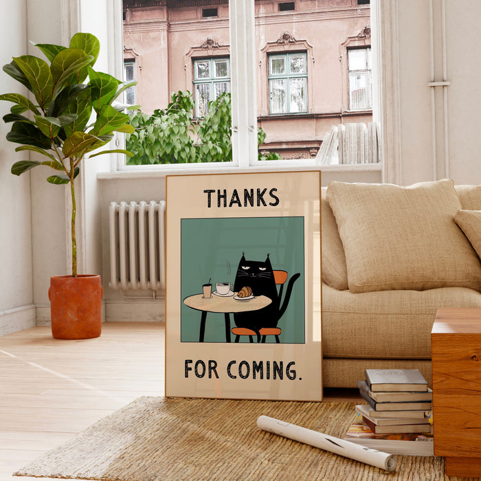 Cute Cat Coffee Print Modern Kitchen Decor Retro Poster Funny Pop Art Kitchen Art Hand Drawn Illustration Coffee Lover Gift Digiital 1 print