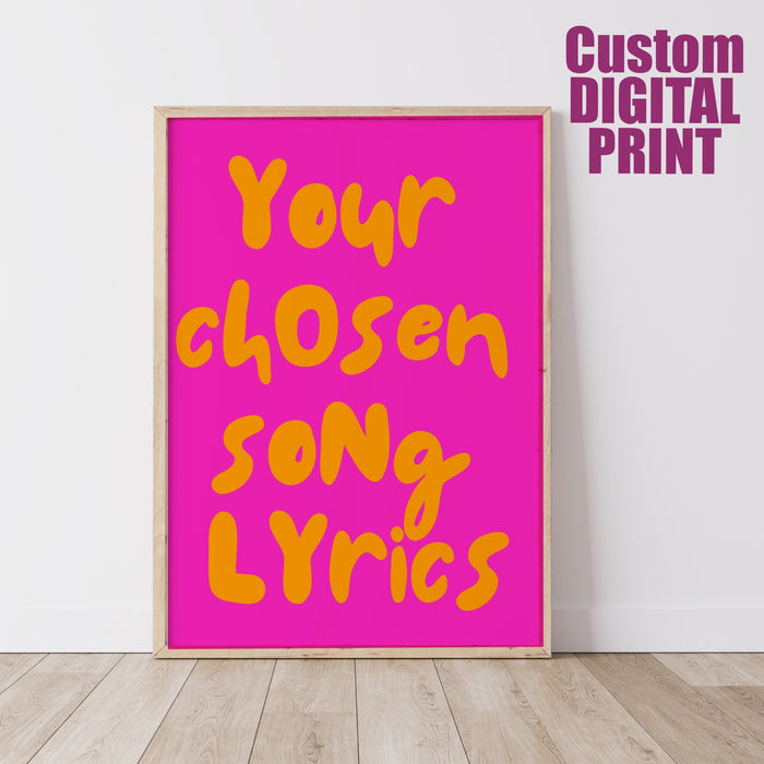 Custom Song Lyrics Art Print Digital Art Download Pink Orange Wall Art Cute Trendy Art Custom Digital Print City Wall Poster 1 Print