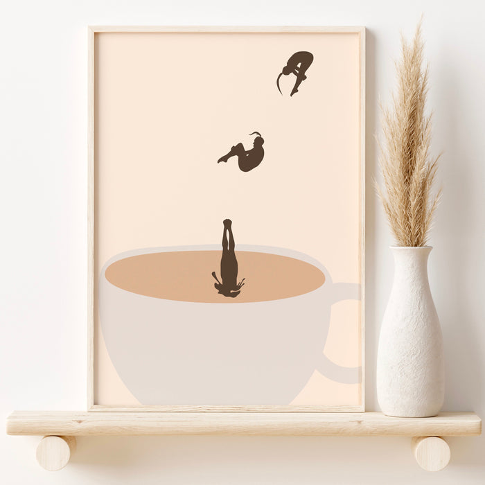 Coffee Print Neutral Wall Art Kitchen Print Modern Kitchen Deco Retro Cafe Poster Abstract Print Illustration Coffee Lover Gift Downloadable