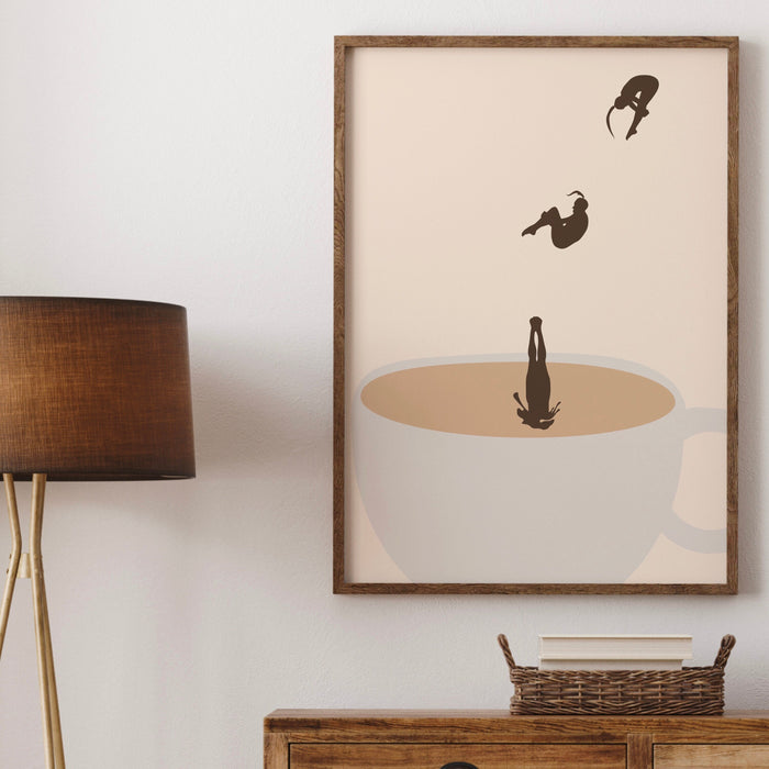 Coffee Print Neutral Wall Art Kitchen Print Modern Kitchen Deco Retro Cafe Poster Abstract Print Illustration Coffee Lover Gift Downloadable