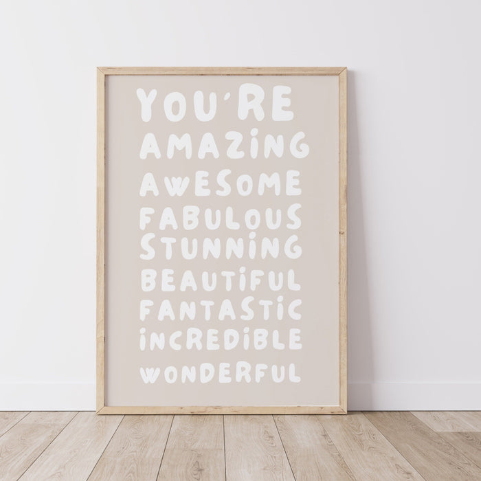 You Are Amazing Gift For Home Print Neutral Minimalist Positivity Poster Typography Wall Art Self Care Gift for Her Digital Download 1 Print