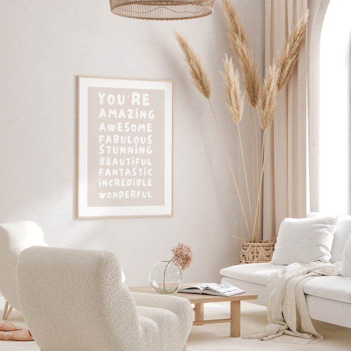You Are Amazing Gift For Home Print Neutral Minimalist Positivity Poster Typography Wall Art Self Care Gift for Her Digital Download 1 Print