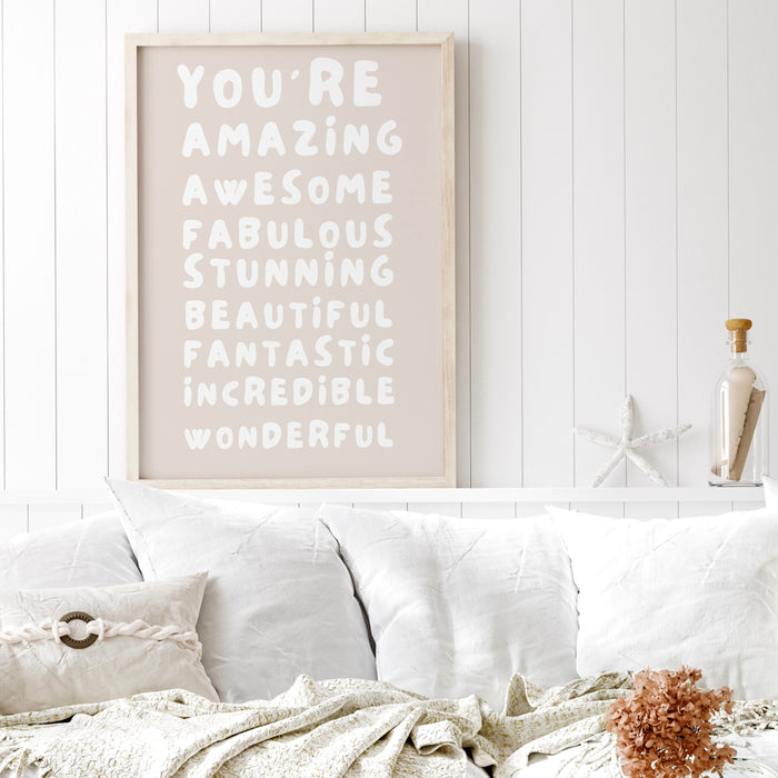 You Are Amazing Gift For Home Print Neutral Minimalist Positivity Poster Typography Wall Art Self Care Gift for Her Digital Download 1 Print