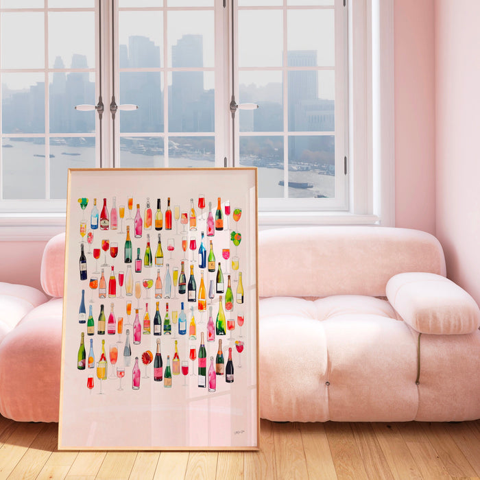 Bar Cart Art, Pink Wall Art, Abstract Poster, 70s Style Poster, Orange Pink Decor, Dork Room Wall Art, Y2K Aesthetic Wall Art, Wine Poster
