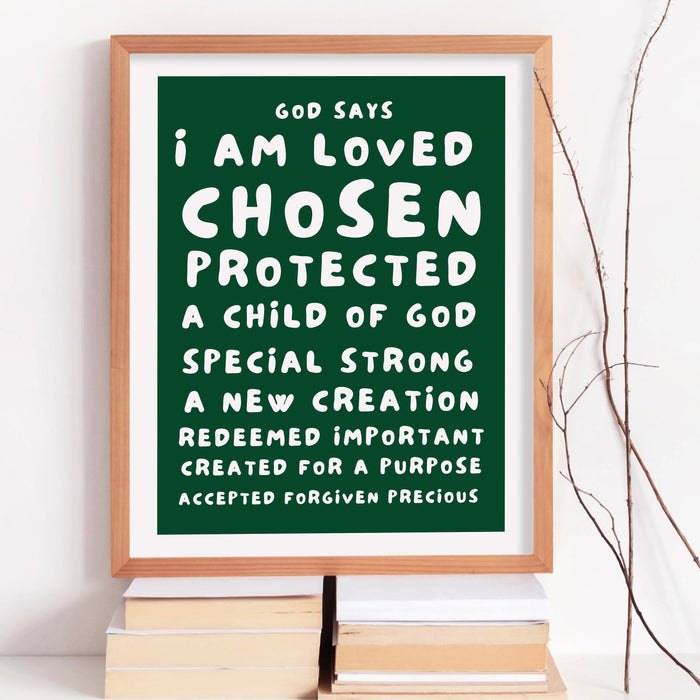 God Says I Am Loved Christian Scripture Gift Pink Orange Poster Pink Wall Art Printable Maximalist Christian Dorm Digital Download