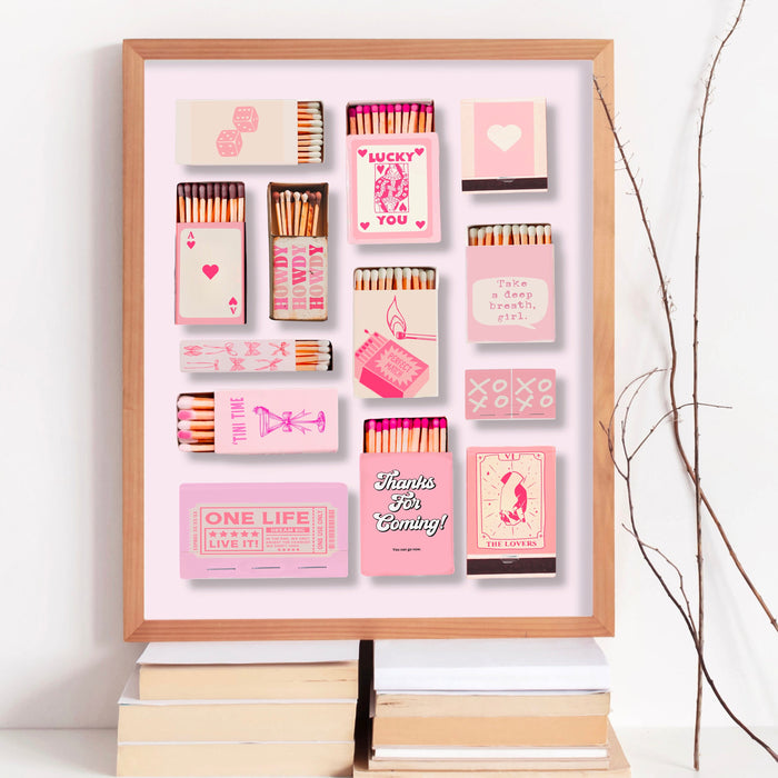 Cool Prints Trendy Retro Matchbox Wall Art Aesthetic Print Lucky You Poster Pink Funny Cute Kitchen Prints Apartment Poster Digital Download