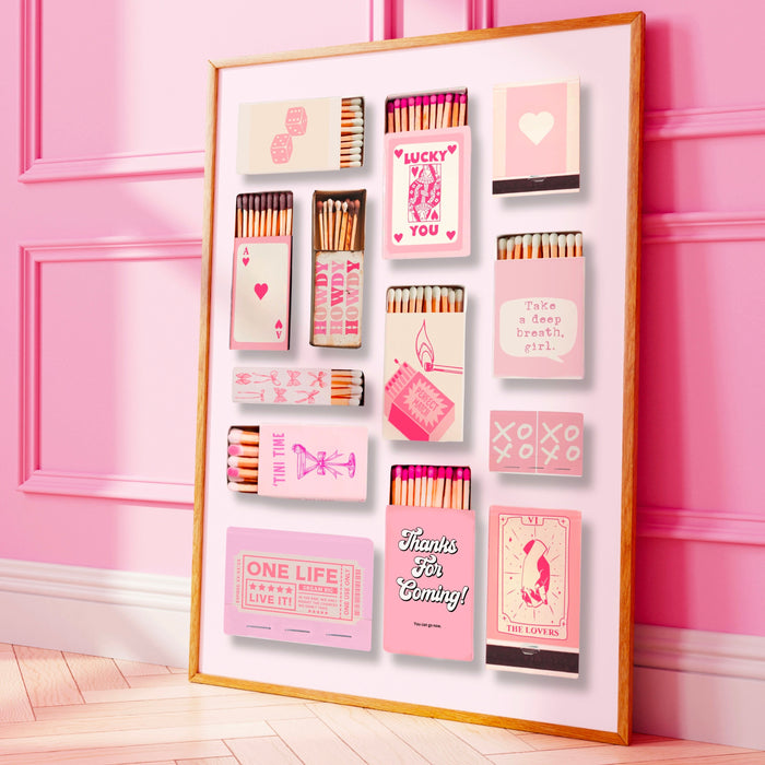 Cool Prints Trendy Retro Matchbox Wall Art Aesthetic Print Lucky You Poster Pink Funny Cute Kitchen Prints Apartment Poster Digital Download