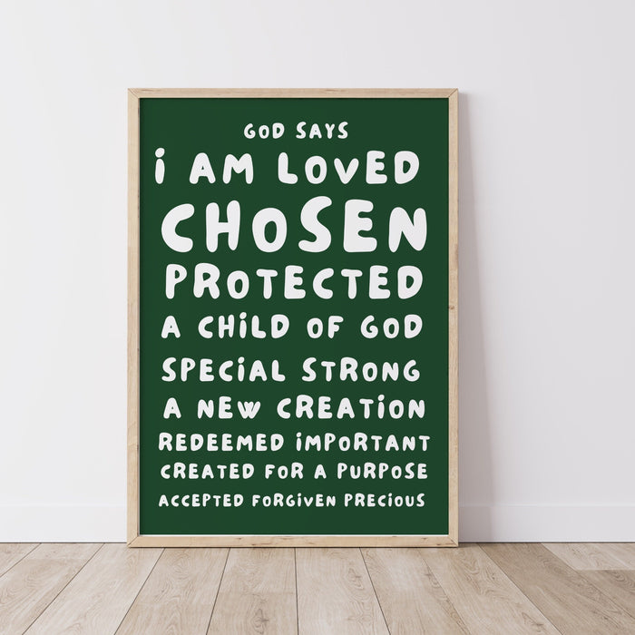 God Says I Am Loved Christian Scripture Gift Pink Orange Poster Pink Wall Art Printable Maximalist Christian Dorm Digital Download