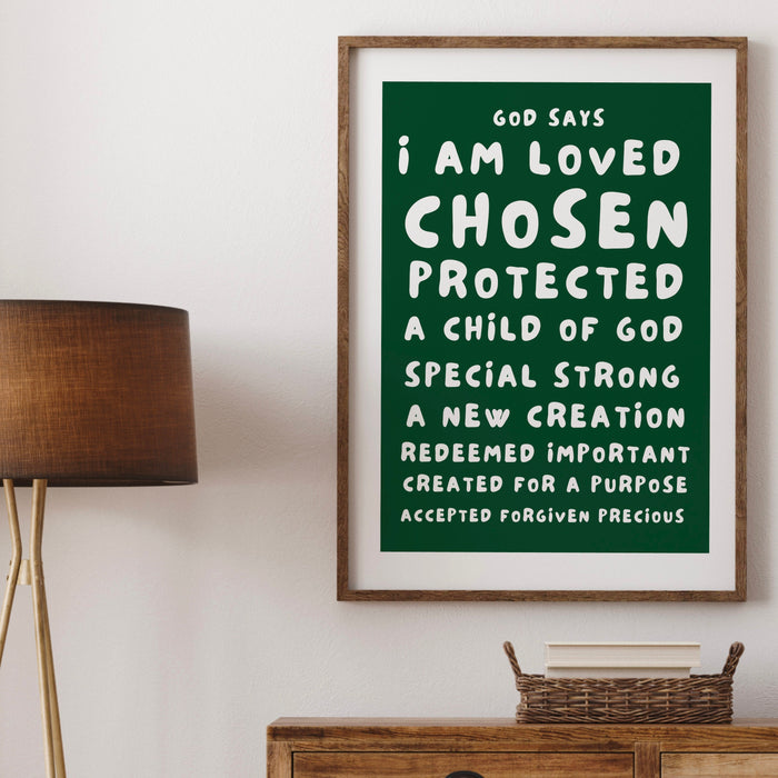 God Says I Am Loved Christian Scripture Gift Pink Orange Poster Pink Wall Art Printable Maximalist Christian Dorm Digital Download